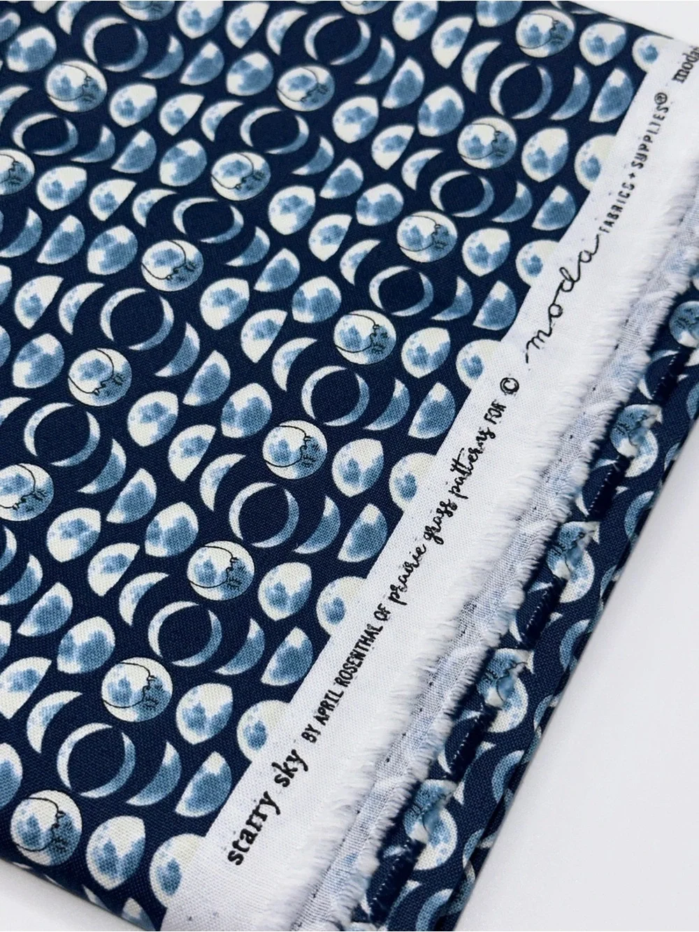 Starry Sky by Moda Navy and Light Blue Moon Phase Cotton Fabric